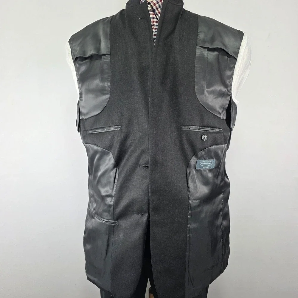 Pronto Uomo Men's Sport‎ Coat Blazer Two Button Charcoal Gray Wool Size 44L